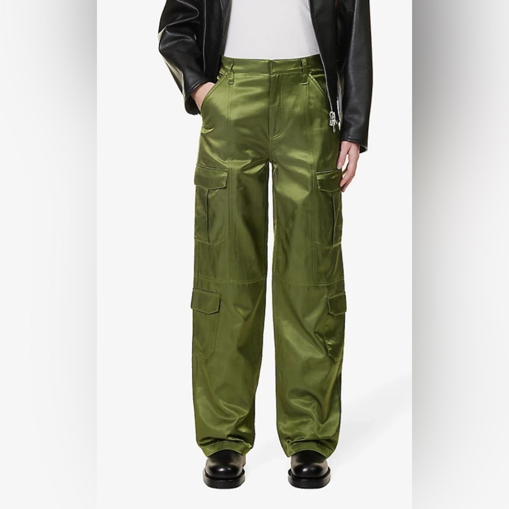 Rag & Bone Caitlyn Japanese Satin Olive Army green cargo pants Trousers 29 new